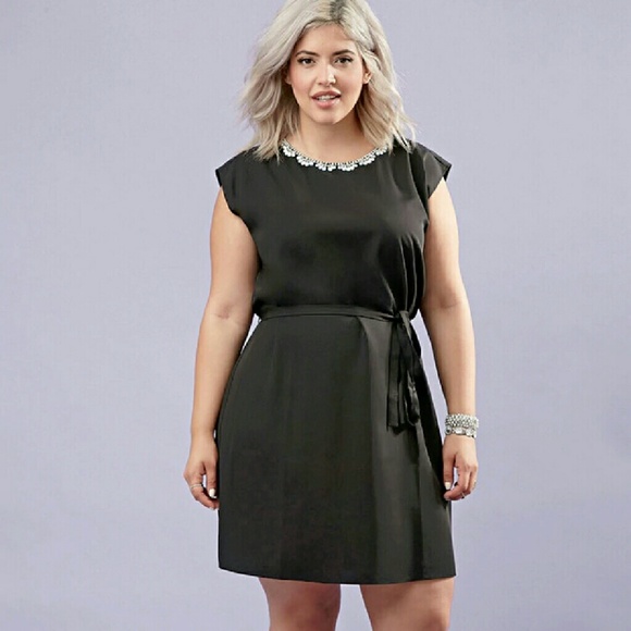 Rhinestone belted sheath dress