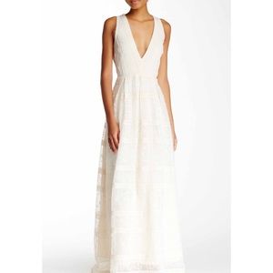Paige v neck embroidered maxi dress NWT