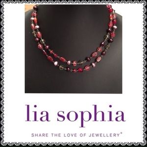 Lia Sophia double strand red bead necklace