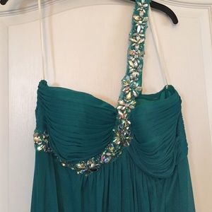 Long teal dress. Formal