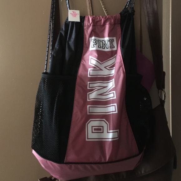 Pink drawstring backpack