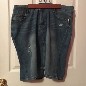 BNNW DISTRESSED DENIM SKIRT