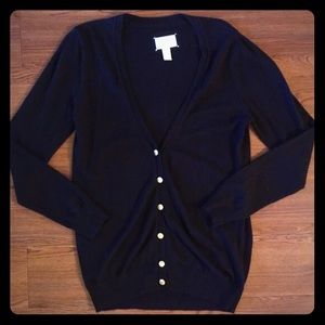 Gold Buttoned Up Black Slouchy Sweater