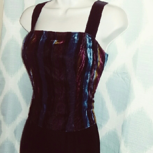 Betsy and Adam full length velvet formal dress