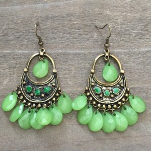 Clara Chandelier Earrings in Deep Green