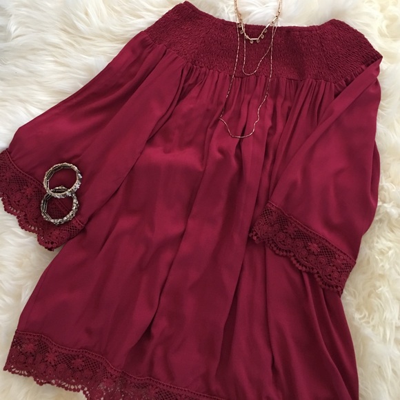 ‼️LAST ONE‼️Off Shldr Dress w Elastic Smocking - Picture 3 of 4