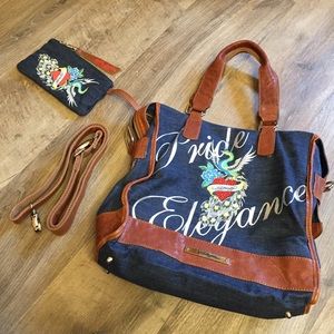 Ed Hardy Denim Shoulder Bag