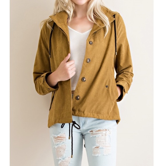 Lightweight vegan suede button down jacket - Picture 2 of 4