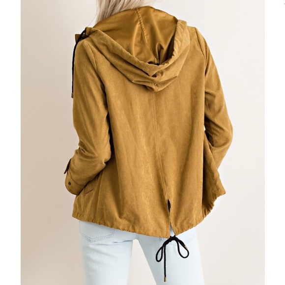 Lightweight vegan suede button down jacket - Picture 3 of 4