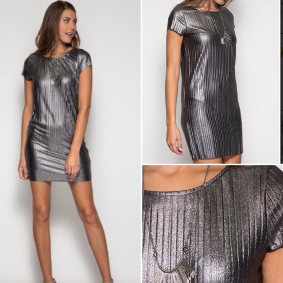❣️LAST-L❣️ Gunmetal Ribbed Bodycon Mini Dress - Picture 2 of 3