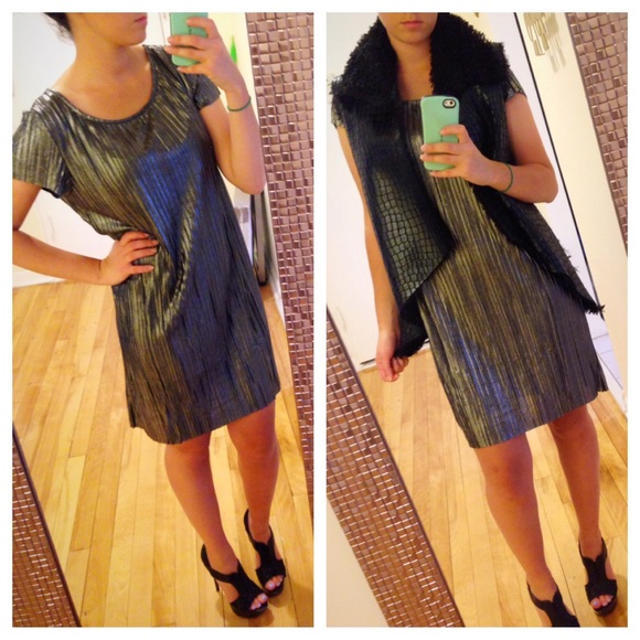 ❣️LAST-L❣️ Gunmetal Ribbed Bodycon Mini Dress - Picture 3 of 3