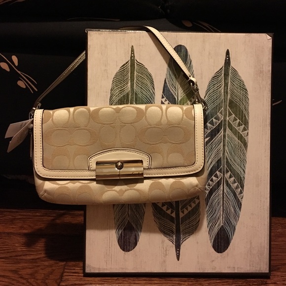 Coach Sateen Cream Wristlet NWT