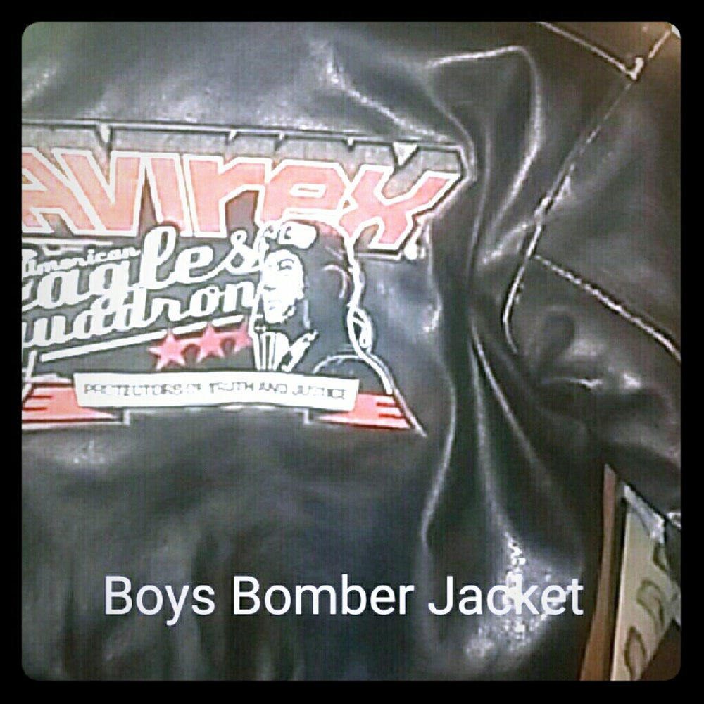 Boys Leather Bomber Jacket