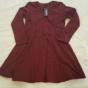 Boohoo Burgundy Dress NWT