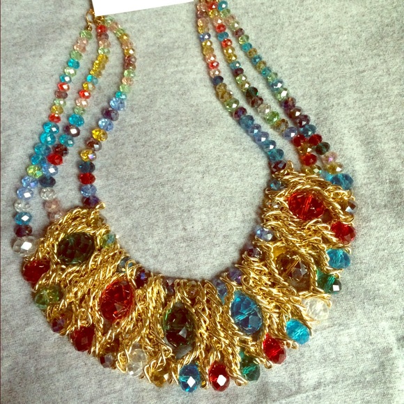 Multicolored glass-stone Designer Choker Necklace!