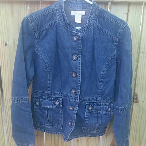 Denim Mock Neck Blazer Jacket