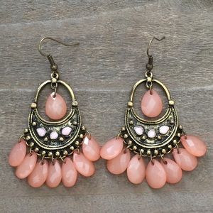 Clara Chandelier Earrings in Peach
