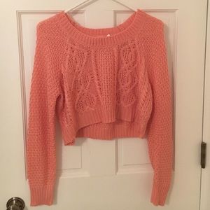 Peach sweater crop top