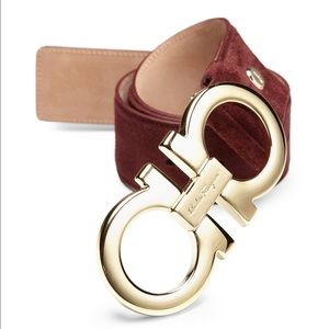 Salvatore Ferragamo Oversized Gancini Suede Belt