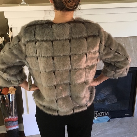π2X HPπ Vintage Grey &Brawn Faux Fur Jacket. - Picture 2 of 4