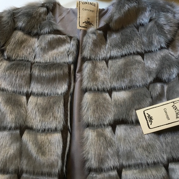 π2X HPπ Vintage Grey &Brawn Faux Fur Jacket. - Picture 3 of 4