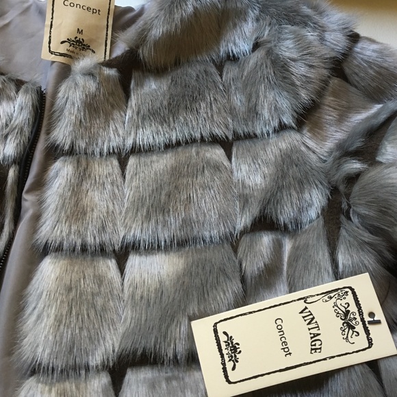 π2X HPπ Vintage Grey &Brawn Faux Fur Jacket. - Picture 4 of 4