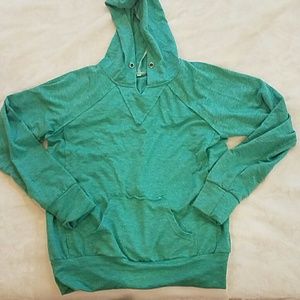 Green Raw Hem Hoodie small