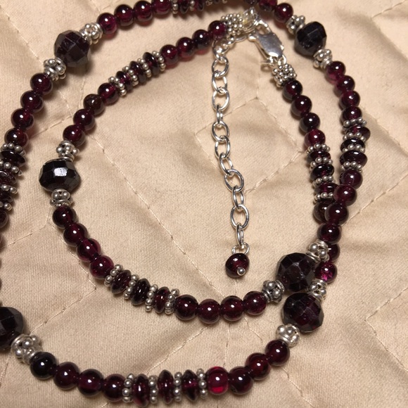 Sterling silver and garnet necklace