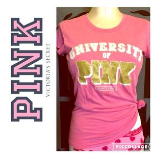 Victoria's secret pink scoop neck glitter tee
