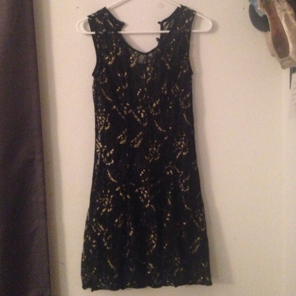 Black and Gold Lace Dress