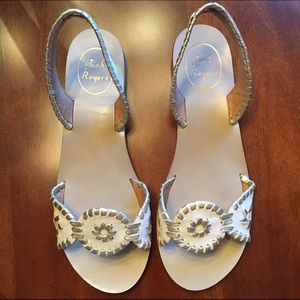 Jack Rogers bone/gold slingbacks