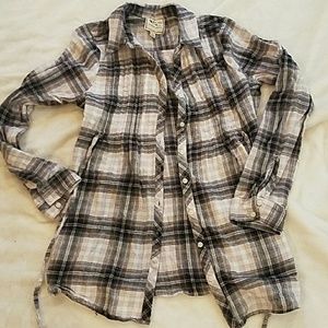 Pink Rose Tie Back Flannel Medium