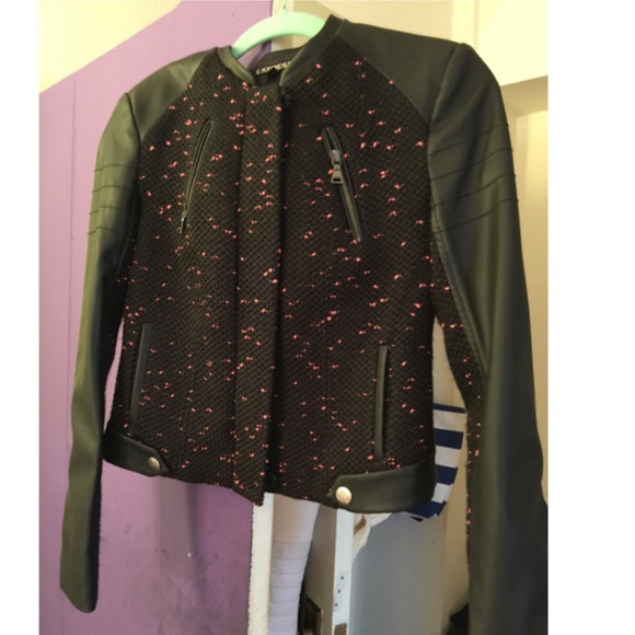 Express leatherette and twill like jacket