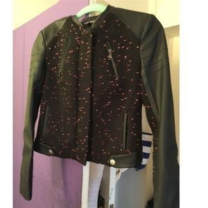 Express leatherette and twill like jacket