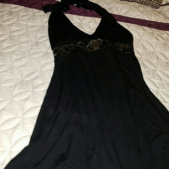 Halter dress with silver sequins
