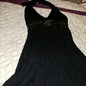 Halter dress with silver sequins