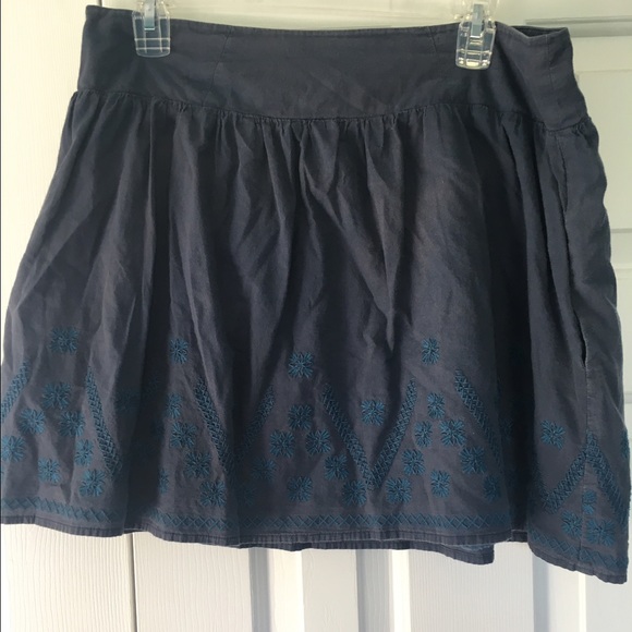 Navy Fossil Embroidered Skirt