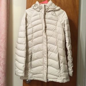 White transit north face parka