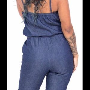 Women's Sleeveless Denim Bodycon Jumpsuits Rompers