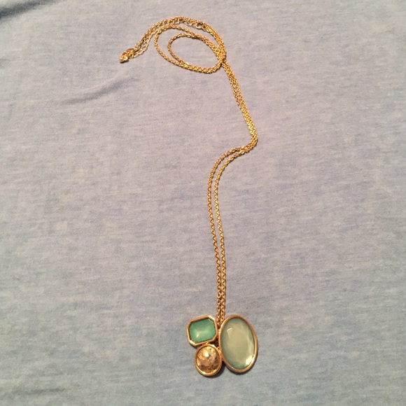 Long necklace with greenish stones