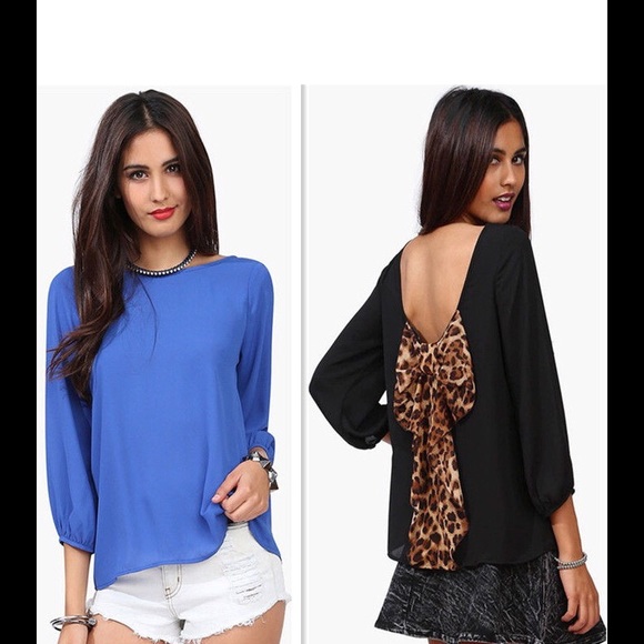 ▪️Pretty Penny▪️Open Back Leopard Bow Blouse - Picture 2 of 3