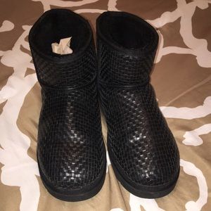 Leather mini woven Uggs
