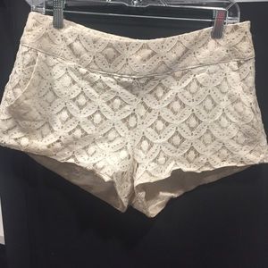 Crochet cream shorts