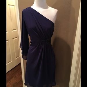 Evan Picone 10 one shoulder purple dress W beading