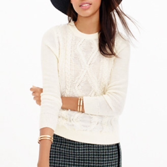 Pale pink J. Crew merino wool fringe sweater - Picture 2 of 4