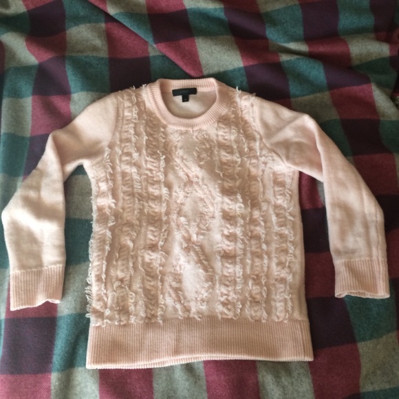 Pale pink J. Crew merino wool fringe sweater - Picture 4 of 4
