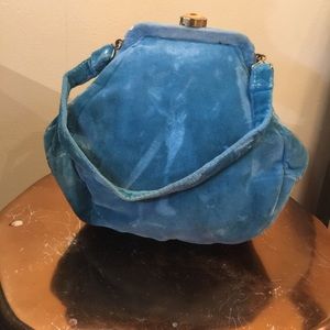 Vintage, blue, velvet purse.