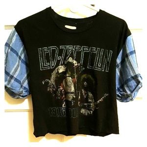 LF - furst of a kind vintage shirt w plaid sleeves