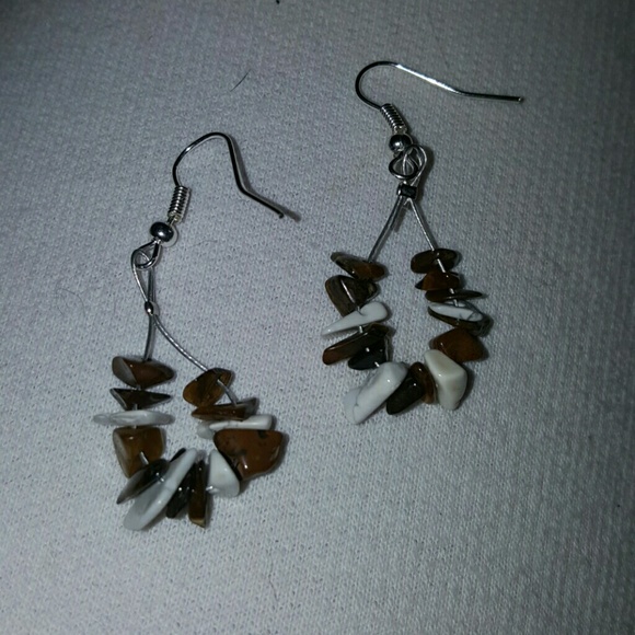 Brown and white earrings