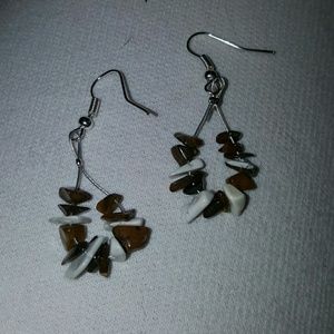 Brown and white earrings